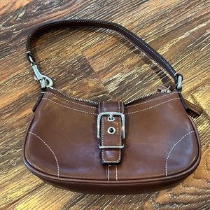 Coach Mini Hampton Brown Leather Buckle Shoulder Bag 7542